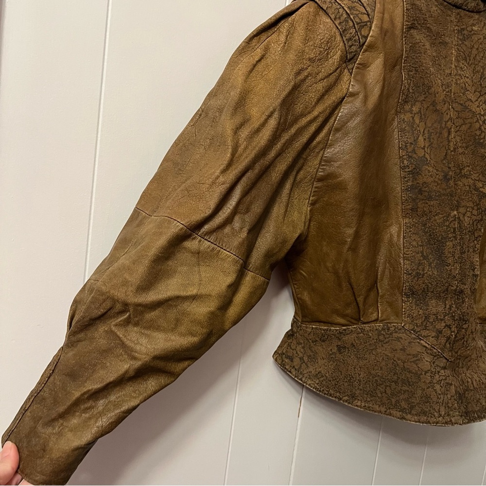 Vintage Adler Leather Jacket Flight Aviator Shoulder Pads Bomber Military Brown - Picture 11 of 16